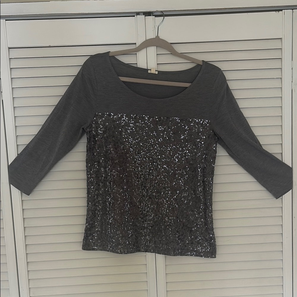 J. Crew Gray Sequin Women's Top